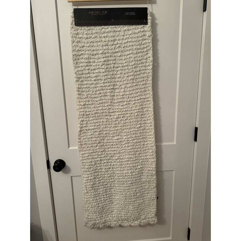 Rachel Zoe Cream Table Runner 16” X 90” Scalloped Ends NWT